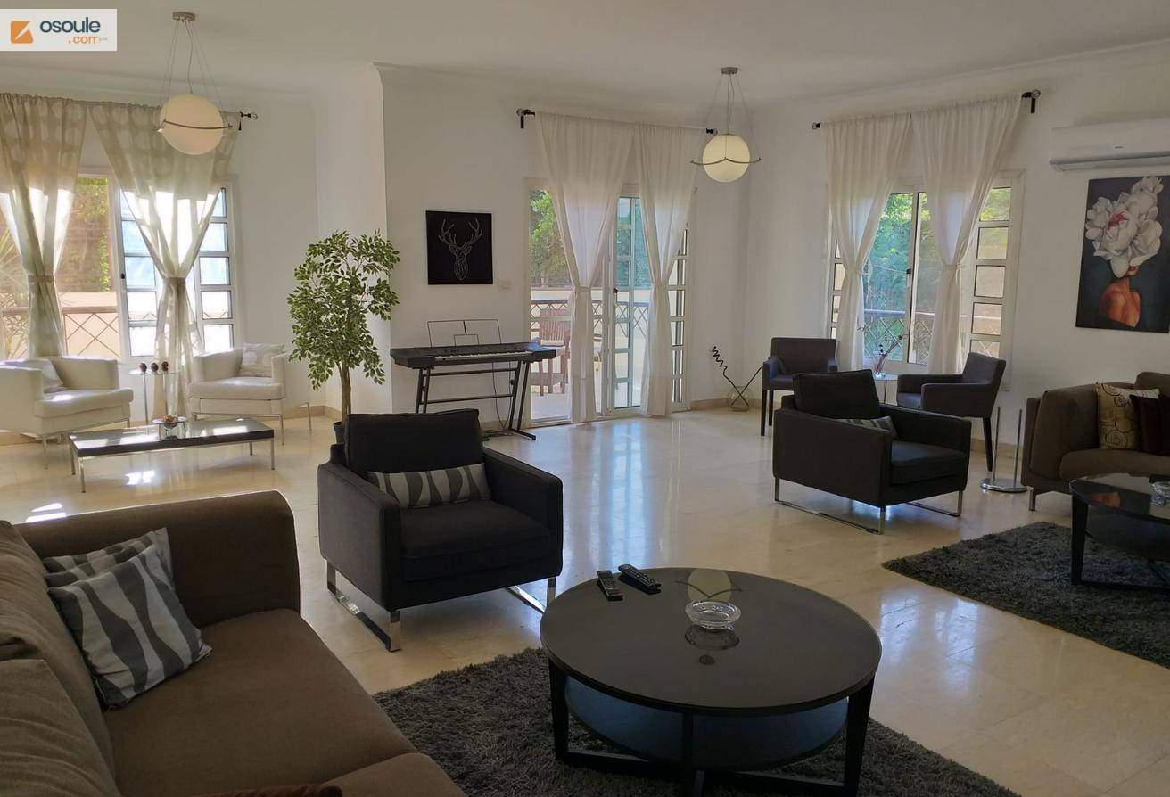 Furnished hotel villa for rent in Al-Rehab city 4 bedrooms